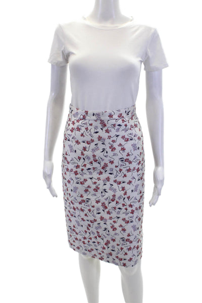 Altuzarra Womens Textured Zip Lined Floral Printed Midi Sleek Skirt White Size 3