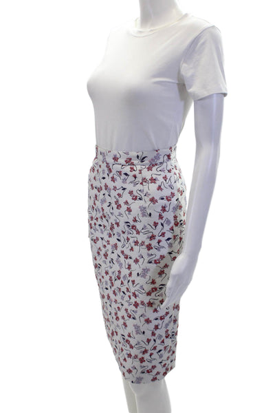 Altuzarra Womens Textured Zip Lined Floral Printed Midi Sleek Skirt White Size 3