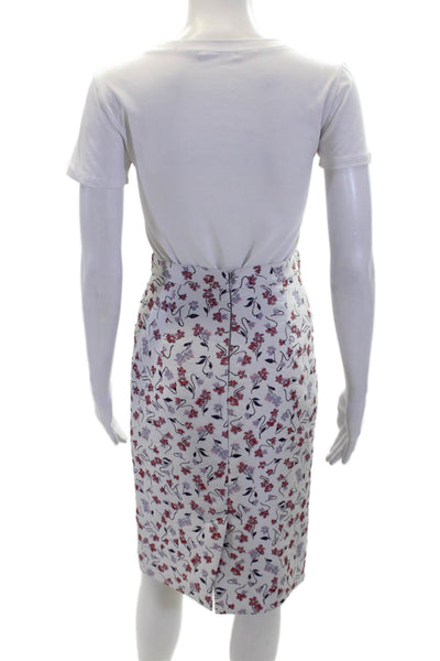 Altuzarra Womens Textured Zip Lined Floral Printed Midi Sleek Skirt White Size 3