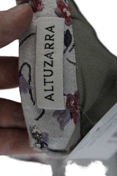Altuzarra Womens Textured Zip Lined Floral Printed Midi Sleek Skirt White Size 3
