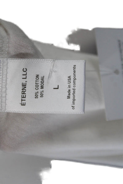 Eterne Womens Sleeveless Cropped Tank Top White Cotton Blend Size Large