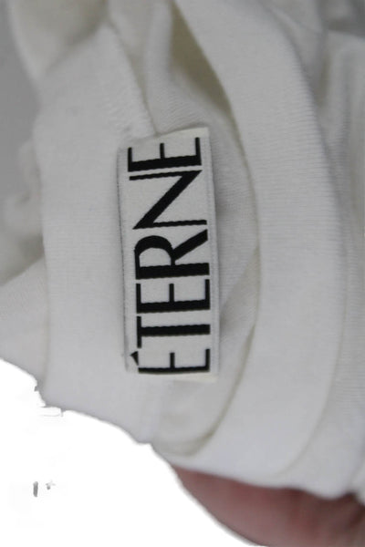 Eterne Womens Sleeveless Cropped Tank Top White Cotton Blend Size Large