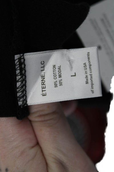 Eterne Womens Sleeveless Cropped Muscle Tank Top Black Cotton Size Large