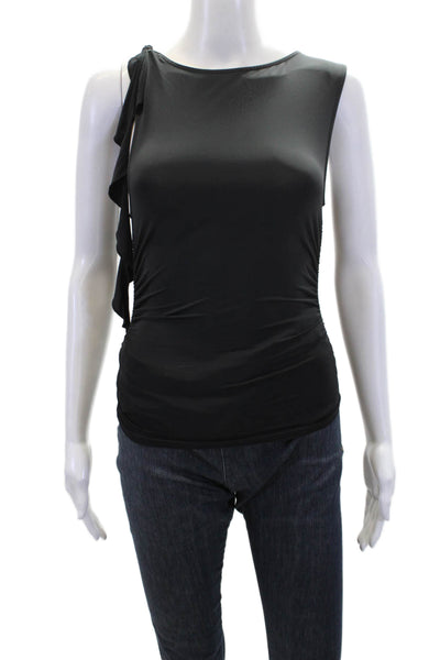 Lioness Womens Sleeveless Rouched Side Detail Tie Detail Blouse Black Size XS