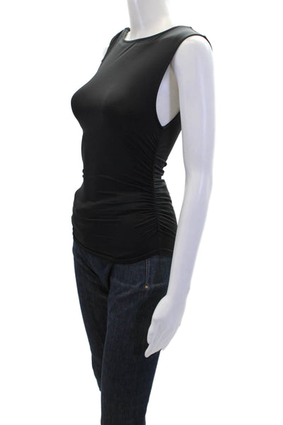 Lioness Womens Sleeveless Rouched Side Detail Tie Detail Blouse Black Size XS