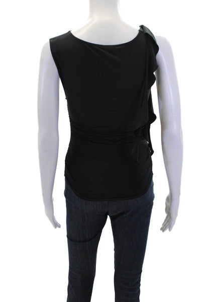 Lioness Womens Sleeveless Rouched Side Detail Tie Detail Blouse Black Size XS