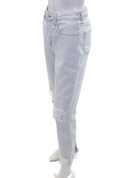 L'Agence Womens Cotton Distressed Detail Skinny Jeans Light Blue Size 26