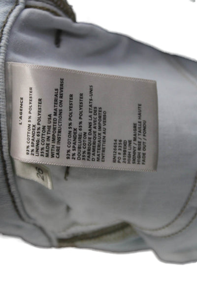 L'Agence Womens Cotton Distressed Detail Skinny Jeans Light Blue Size 26