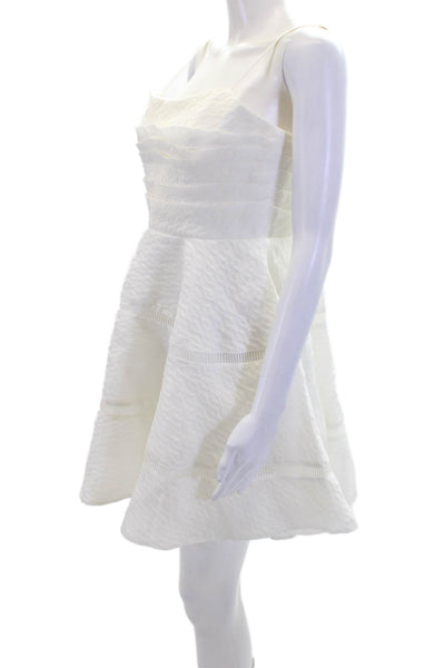 Aje Womens Pleated Detail Spaghetti Strap Tiered Mini Dress White Size 10