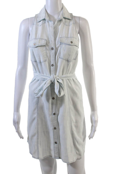 Bella Dahl Womens Sleeveless Tie Waist Button Down Denim Dress Blue Size XS