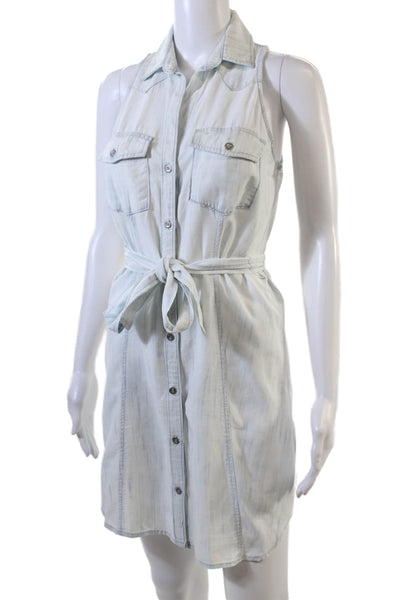 Bella Dahl Womens Sleeveless Tie Waist Button Down Denim Dress Blue Size XS