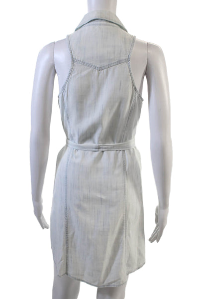 Bella Dahl Womens Sleeveless Tie Waist Button Down Denim Dress Blue Size XS