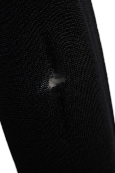 Belstaff Mens Full Zipper Turtleneck Sweater Dark Navy Blue Wool Size Medium