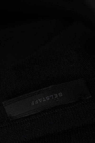 Belstaff Mens Full Zipper Turtleneck Sweater Dark Navy Blue Wool Size Medium