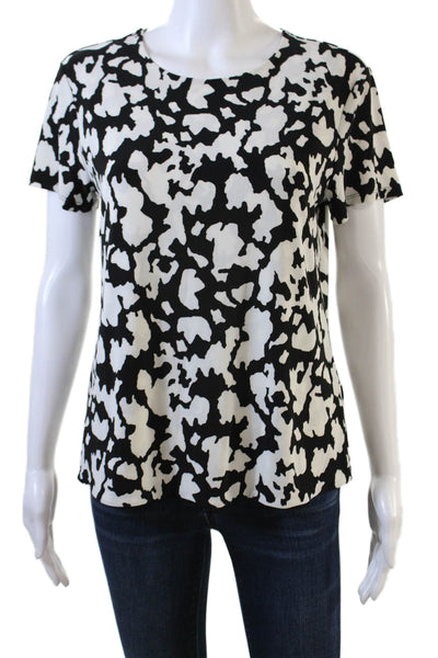 philosophy Womens Animal Print Short Sleeve Round Neck T-Shirt Black Size M