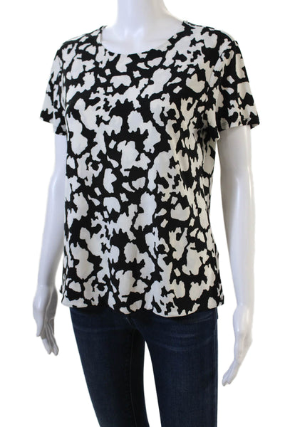 philosophy Womens Animal Print Short Sleeve Round Neck T-Shirt Black Size M