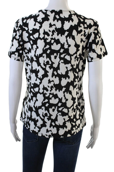 philosophy Womens Animal Print Short Sleeve Round Neck T-Shirt Black Size M