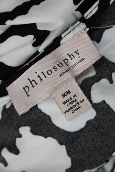 philosophy Womens Animal Print Short Sleeve Round Neck T-Shirt Black Size M