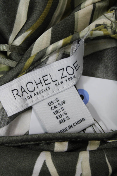 Rachel Zoe Womens Floral Halter Wrap Neck Sleeveless Blouse Top Green Size S