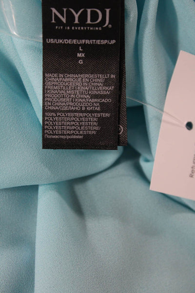 NYDJ Curves 360 Womens Half Button Down Blouse Ocean Drive Blue Size Large