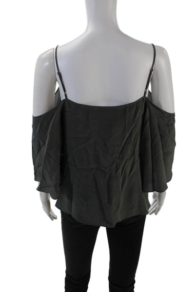 Bailey 44 Womens Short Sleeve Cold Shoulder Square Neck Silk Top Gray Size XS