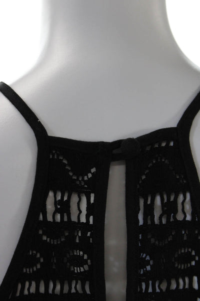 Milly Womens Sleeveless Scoop Neck Crochet Yoke Tank Top Black Size 4