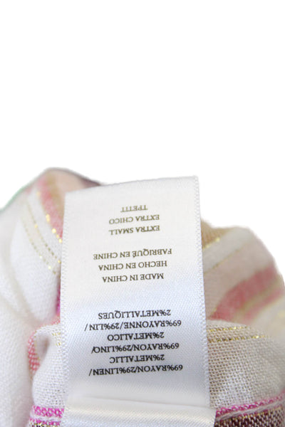 Rails Womens Button Front Collared Striped Shirt White Pink Size Extra Small