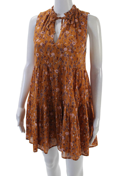 BB Dakota x Steve Madden Womens Sleeveless Keyhole Floral Mini Dress Brown XS