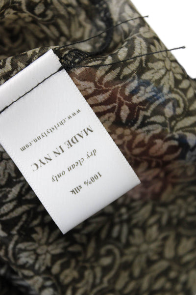 Christy Lynn Womens Short Sleeve Collared Floral Sheer Silk Dress Brown Size XS