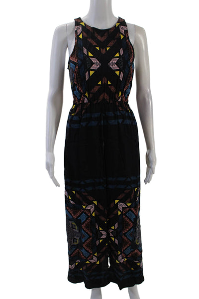 Ella Moss Womens Sleeveless Scoop Neck Abstract High Low Dress Navy Size XS
