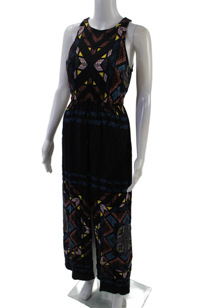 Ella Moss Womens Sleeveless Scoop Neck Abstract High Low Dress Navy Size XS