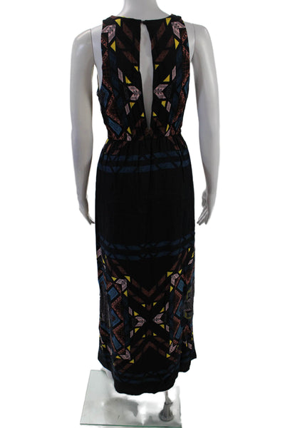Ella Moss Womens Sleeveless Scoop Neck Abstract High Low Dress Navy Size XS