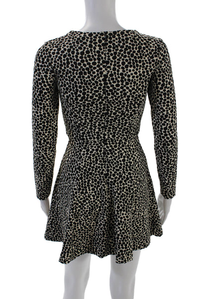 Mara Hoffman Womens Back Zip Long Sleeve Knit Spotted Dress White Black Size XS