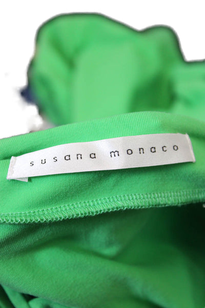 Susana Monaco Womens Cross Back Crew Neck Knit Swing Dress Green Size XS
