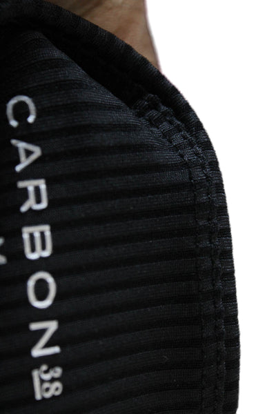 Carbon38 Womens Ribbed Elastic High Waisted Ankle Leggings Black Size S