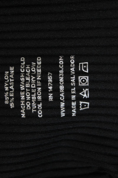 Carbon38 Womens Ribbed Elastic High Waisted Ankle Leggings Black Size M