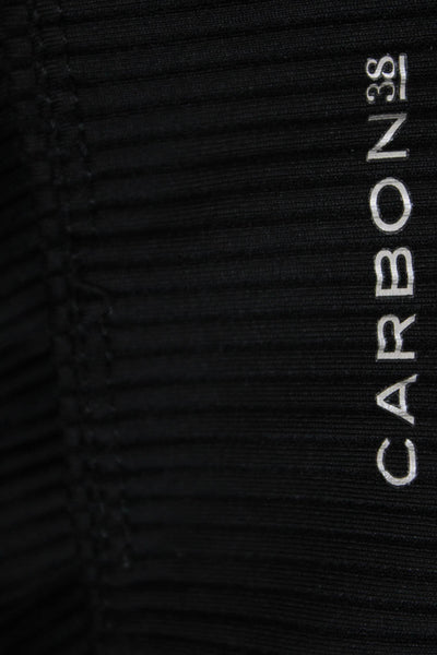 Carbon38 Womens Ribbed Elastic High Waisted Ankle Leggings Black Size M