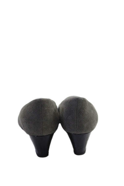 Viajiyu Suede Pump Slip On Wedge Heels Gray Size 8