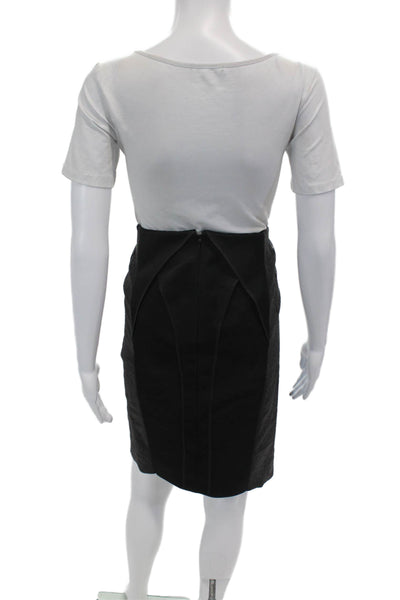 Cedric Charlier Womens Wool Metallic Colorblock Paneled Skirt Black Size 6
