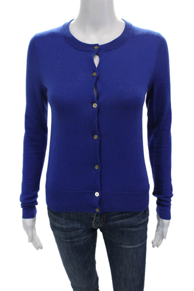 J Crew Womens Long Sleeve Wool Button Down Cardigan Blue Size XS