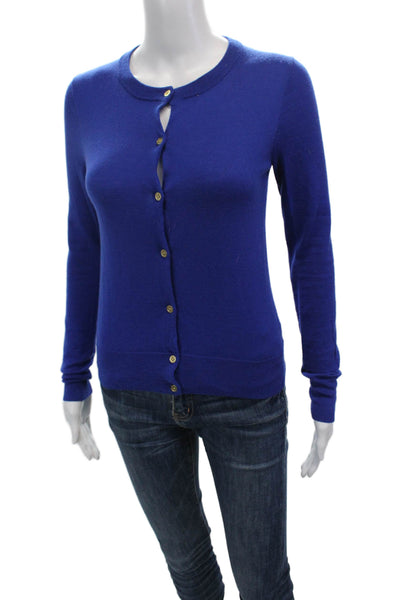 J Crew Womens Long Sleeve Wool Button Down Cardigan Blue Size XS