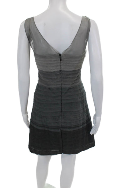 BCBGMAXAZRIA Womens V Neck Ombre Sleeveless A Line Dress Gray Size 8