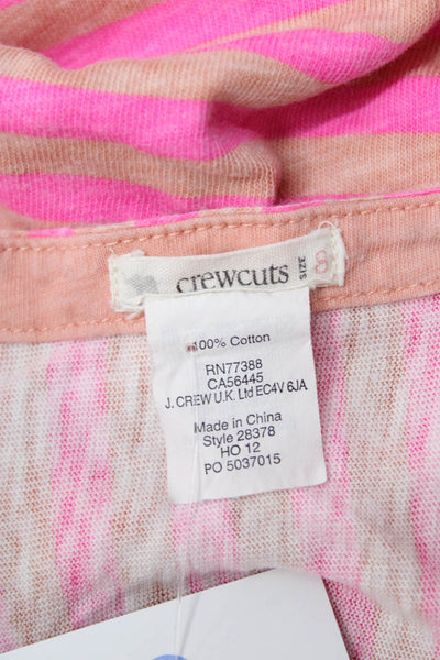 Crewcuts Girls Cotton Sleeveless Round Neck Striped Short Dress Pink Size S