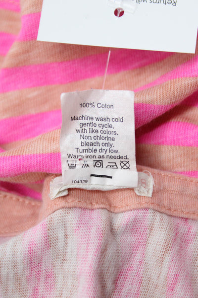 Crewcuts Girls Cotton Sleeveless Round Neck Striped Short Dress Pink Size S