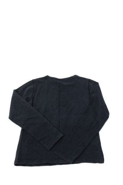 Sonia Rykiel Girls Cotton Long Sleeve Round Neck Embroidered Top Navy Size 08