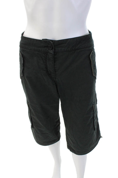 Burberry London Womens Cotton Lined Zip Button Casual Shorts Black Size 06