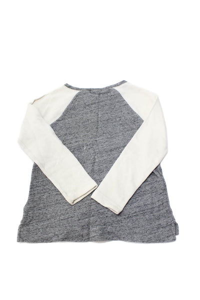 Crewcuts Girls Cotton Long Sleeve Colorblock Casual Knit Crewneck Gray Size 08