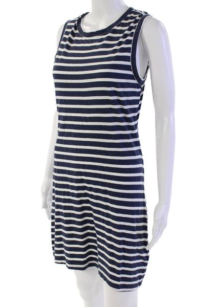 ALC Womens Scoop Neck Striped Knee Length Knit Tank Dress Navy White Size XS
