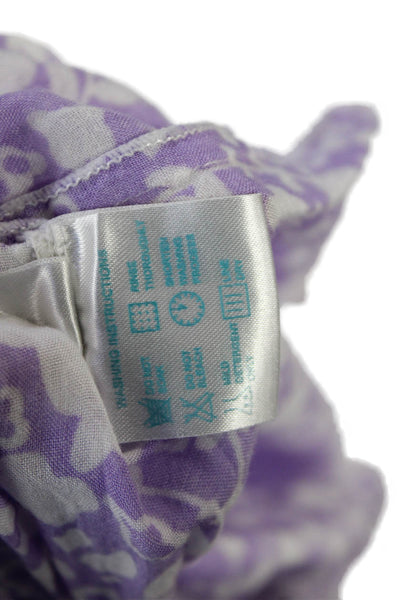 Poupette St. Barth Womens Sleeveless V Neck Floral Dress Purple White Size 1