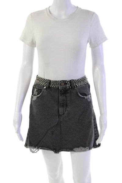 DL1961 Womens Cotton Zip Button Lined Short Denim Skirt Gray Size EUR 27
